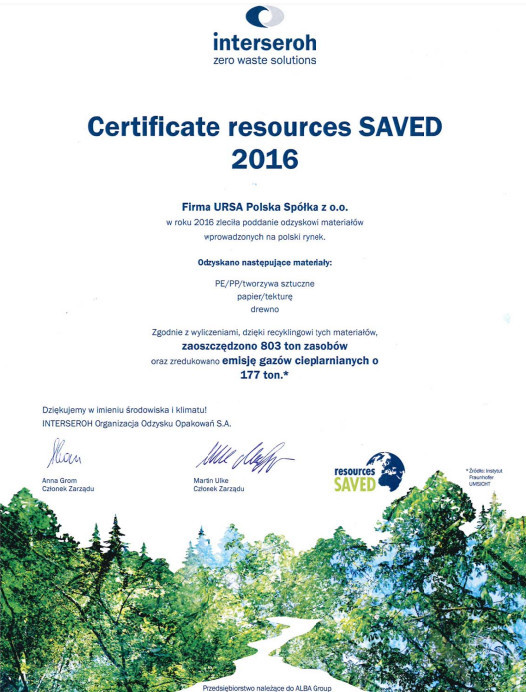 Certyfikat zasoby środowiskowe