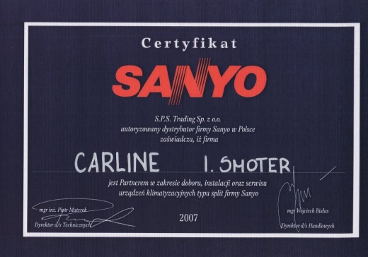 Certyfikat SANYO