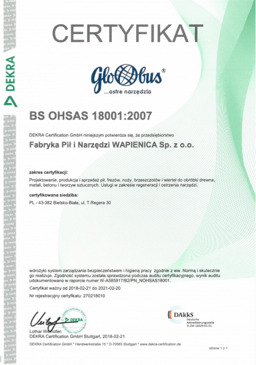 Certyfikat ISO 9001:2015 dla WAPIENICA