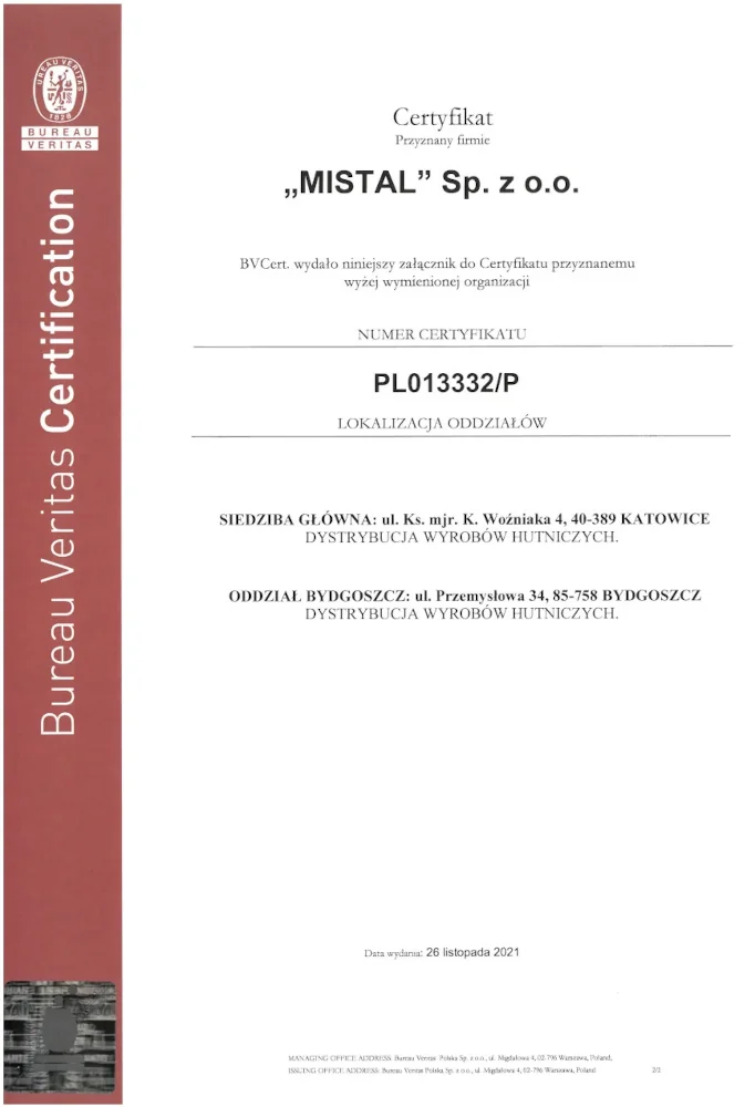 Certyfikat ISO 9001:2008 (2021)