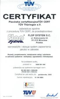 Certyfikat ISO 9001, Flop System