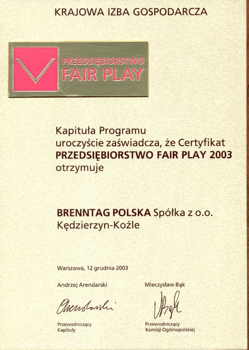 Przedsiębiorstwo Fair Play (2003) dla firmy Brenntag