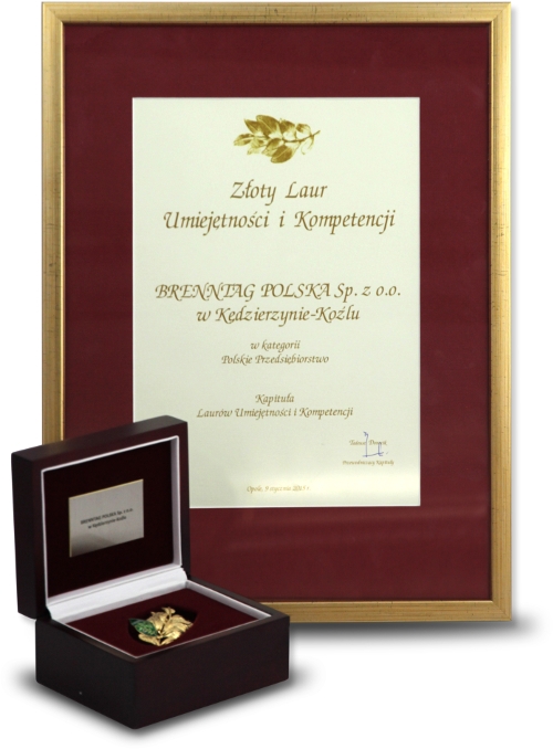 Złoty Laur Umiejętności i Kompetencji (2015) dla firmy Brenntag