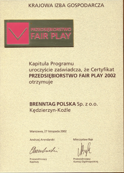 Przedsiębiorstwo Fair Play (2002) dla firmy Brenntag