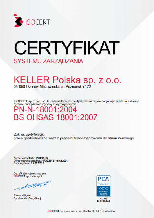Certyfikat PN-N-18001:2004