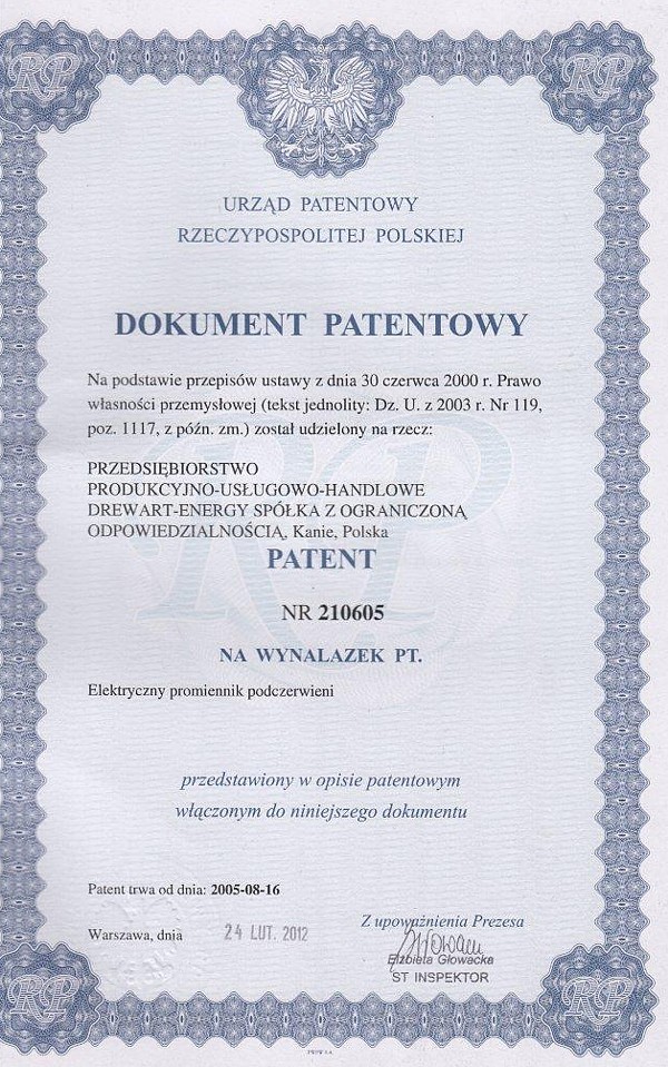 Patent na Solart-WEG medic firmy Drewart-Energy