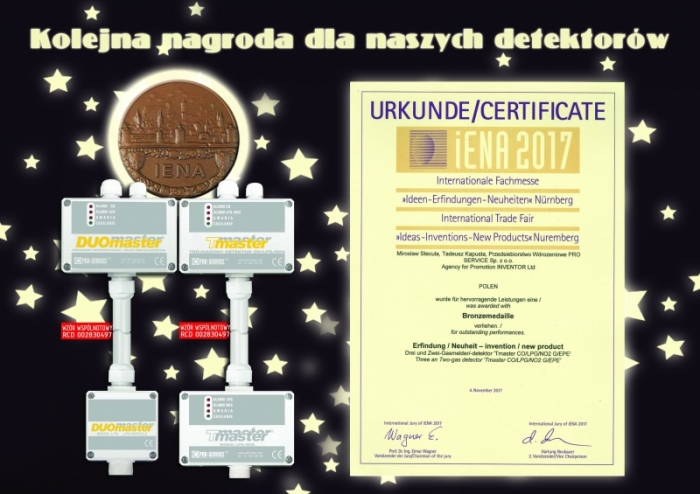 Certyfikat iENA Norymberga 2017  PRO-SERVICE Sp. z o.o.