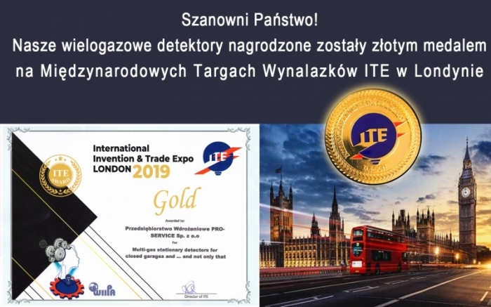 Złoty Medal Międzynarodowych Targów Wynalazków ITE w Londynie