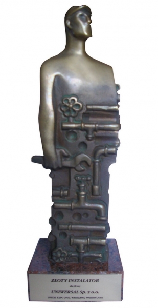 Statuetka ZŁOTEGO INSTALATORA za typoszereg wentylatorów dachowych SZTIL dla firmy Uniwersal