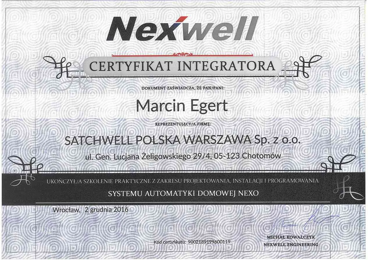 Certyfikat Nexwell 2016