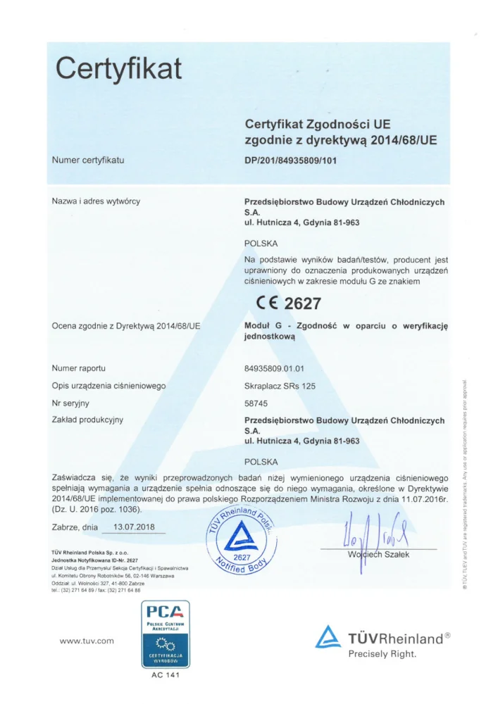 Certyfikat TUV (2018)