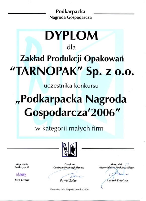 PODKARPACKA NAGRODA GOSPODARCZA 2006 TARNOPAK