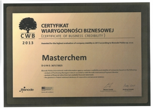 Certyfikat Wiarygodności Biznesowej Masterchem