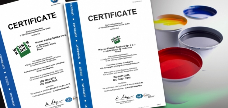 Certyfikat ISO 14001:2004 dla firmy Werner Kenkel