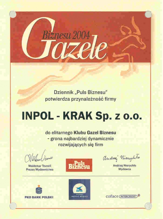 Gazele Biznesu 2004 dla INPOL-KRAK