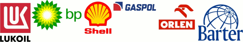 logo Lukoil, PB, Shell, gaspol, Orlen, Barter