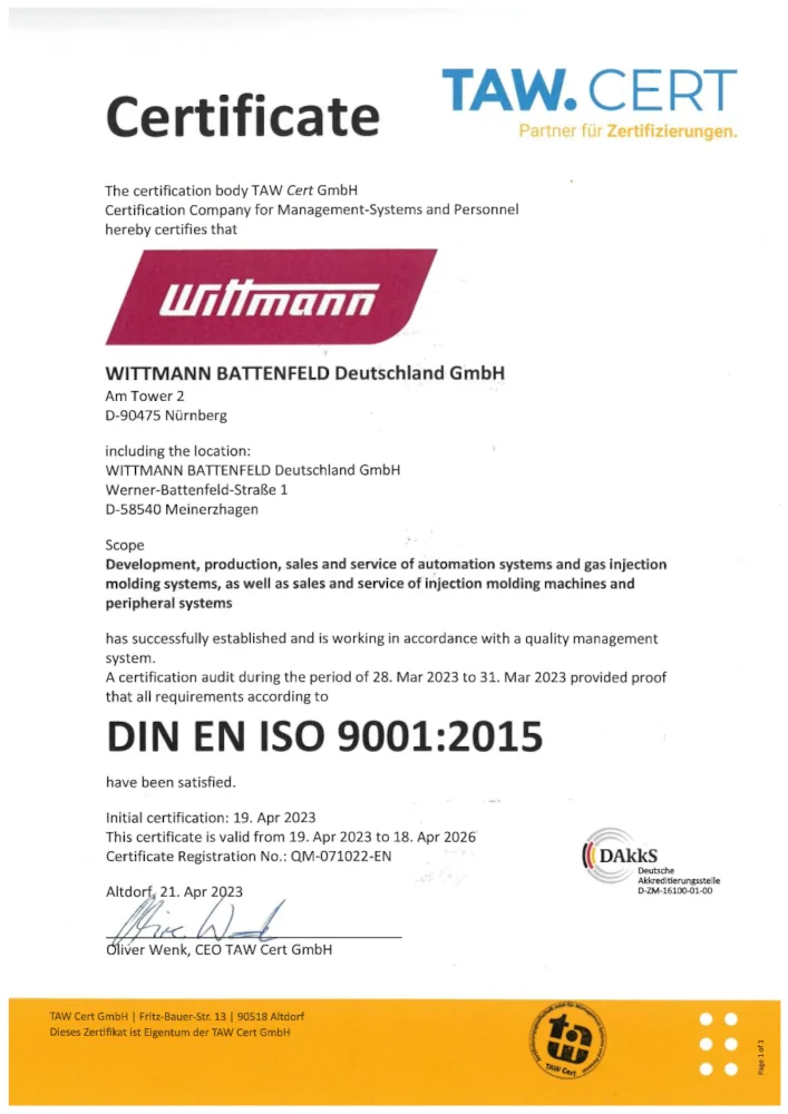 Certyfikat DIN EN ISO 9001:2015 (2023)