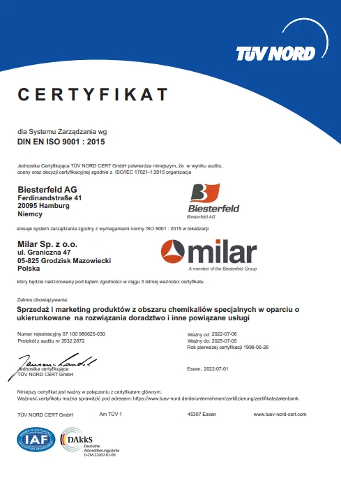 Certyfikat DIN EN ISO 9001:2015 