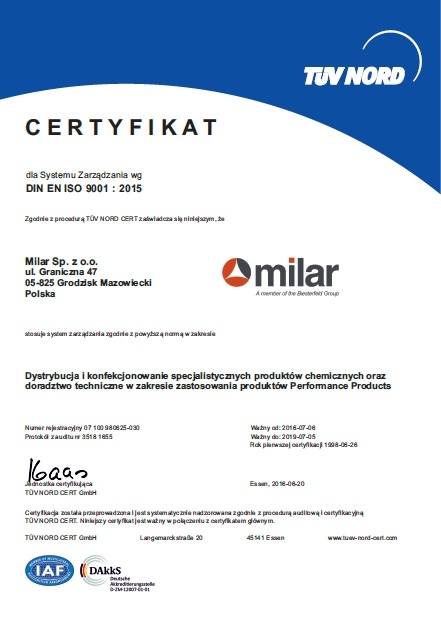 Certyfikat DIN EN ISO 9001:2015