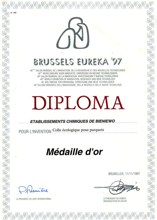 Złoty medal z wyróżnieniem na 46 Międzynarodowej Wystawie Wynalazków i Innowacji BRUSSELS EUREKA ‘97 dla firmy ANSER