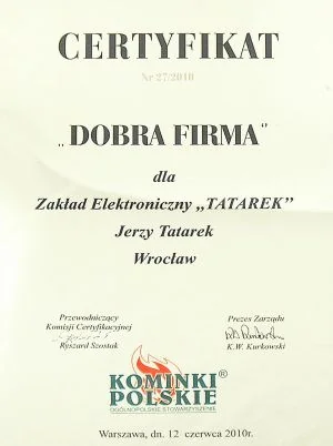 Certyfikat Dobra Firma 2010