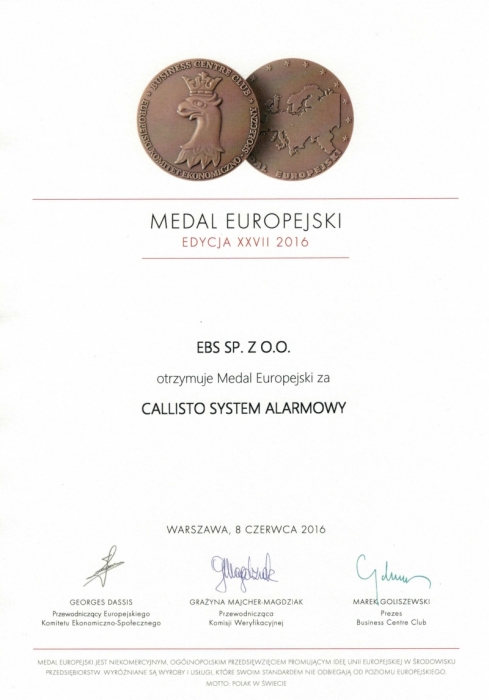Medal Europejski 2016, EBS,